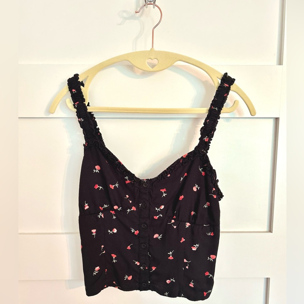 Urban Outfitters Cropped Corset Tank With Buttons | NWOT | Black | Size Small